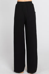 Black Smocked Waist Wide Leg Pants