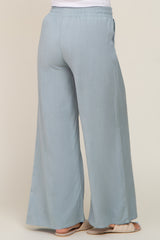 Light Blue Drawstring Wide Leg Maternity Pants