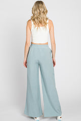 Light Blue Drawstring Wide Leg Pants