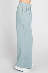 Light Blue Drawstring Wide Leg Pants