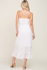 White Smocked Tiered Midi Dress