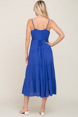 Royal Blue Sleeveless Tiered Midi Dress