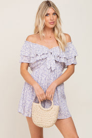 Lavender Floral Off Shoulder Romper