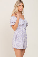 Lavender Floral Off Shoulder Romper