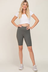 Olive High Waist Maternity Bike Shorts