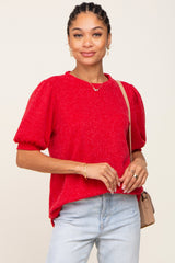 Red Puff Short Sleeve Top