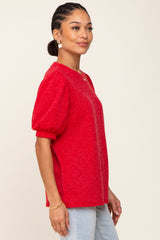 Red Puff Short Sleeve Top