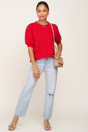 Red Puff Short Sleeve Top