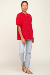 Red Puff Short Sleeve Top