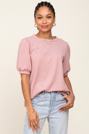 Mauve Puff Short Sleeve Top