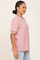 Mauve Puff Short Sleeve Top