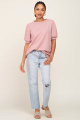 Mauve Puff Short Sleeve Top