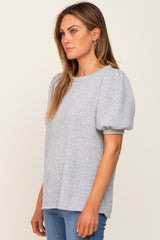 Heather Grey Puff Short Sleeve Top