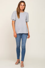 Heather Grey Puff Short Sleeve Top