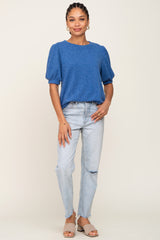 Blue Puff Short Sleeve Top