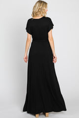 Black Basic Wrap Maxi Dress