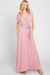 Mauve Basic Wrap Maxi Dress