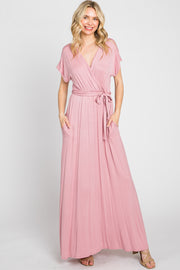 Mauve Basic Wrap Maxi Dress