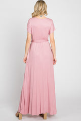 Mauve Basic Wrap Maxi Dress