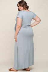 Dark Mint Basic Maternity Plus Wrap Maxi Dress