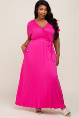 Fuchsia Basic Plus Wrap Maxi Dress