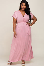 Mauve Basic Plus Wrap Maxi Dress