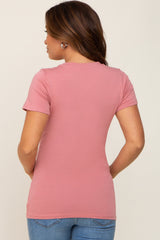 Mauve Basic Crew Neck Maternity Tee