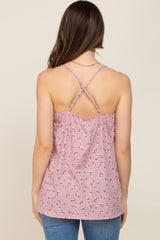 Mauve Ruffle Accent Maternity Tank Top