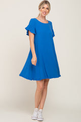 Royal Blue Fringe Linen Dress