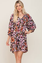 Black Floral Long Sleeve Dress