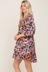 Black Floral Long Sleeve Dress