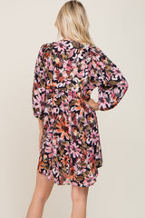 Black Floral Long Sleeve Dress