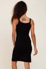 Black Sleeveless Ribbed Dress