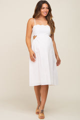 Ivory Scalloped Side Cutout Maternity Dress