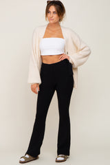 Black Side Tie Flare Knit Pants