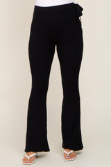 Black Side Tie Flare Knit Maternity Pants