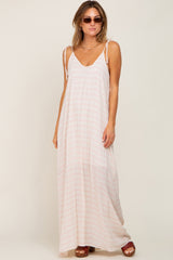 Pink Striped Tie Strap Maxi Dress