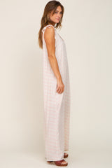 Pink Striped Tie Strap Maxi Dress