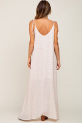 Pink Striped Tie Strap Maxi Dress