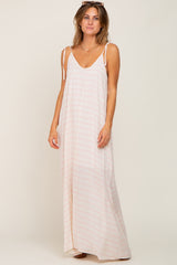 Pink Striped Tie Strap Maxi Dress