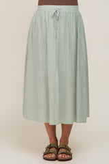 Sage Linen Maternity Midi Skirt