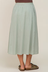 Sage Linen Maternity Midi Skirt