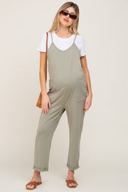 Sage Front Pocket Maternity Jumpsuit