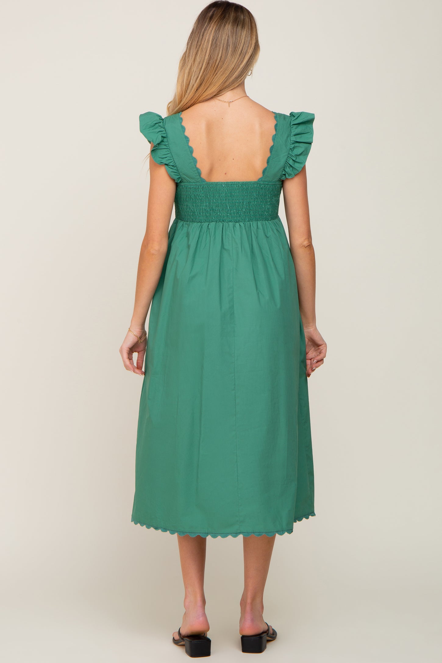 Flutter Sleeve Dress in Emerald