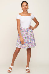 Lavender Floral Tiered Mini Skirt