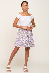 Lavender Floral Tiered Maternity Mini Skirt