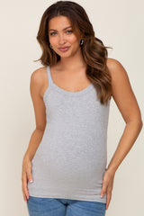 Heather Grey Ribbed Maternity Tank Top