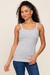 Heather Grey Ribbed Maternity Tank Top