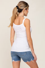 White Ribbed Maternity Tank Top