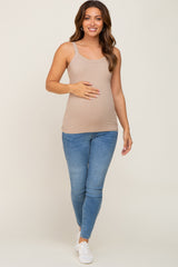 Taupe Ribbed Maternity Tank Top